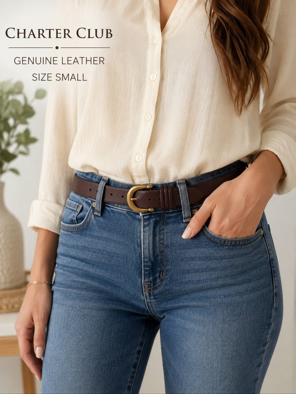 Charter Club  Genuine Leather Brown Belt